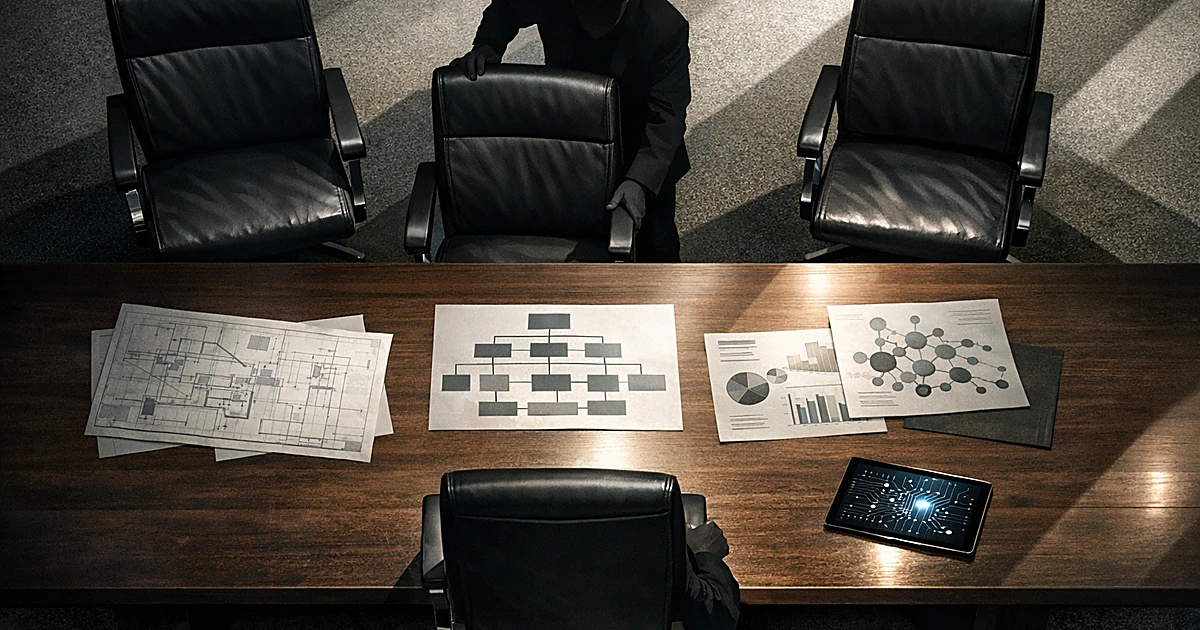 Five chairs around conference table with organizational documents and technology device representing FDA leadership appointme